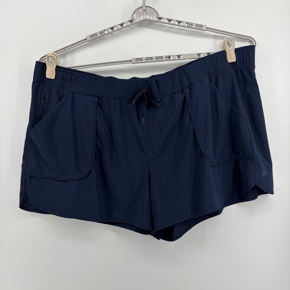 All in Motion Womens 4X Navy Blue Athletic Shorts Stretch Drawstring Pockets